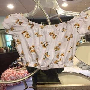 Off the shoulder floral crop top